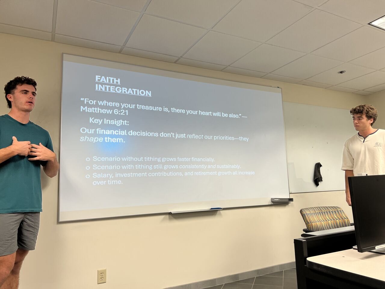 Students presenting an engineering computational methods project