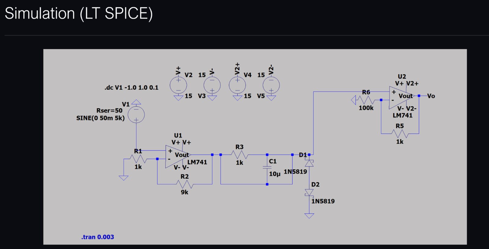 LTspice circuit simulation for a microelectronics project